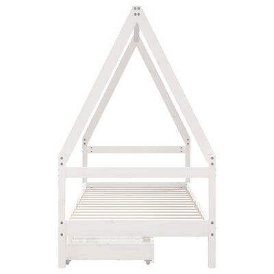 vidaXL Cadre de lit enfant tiroirs blanc 90x200 cm bois de pin massif