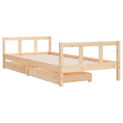 vidaXL Cadre de lit enfant avec tiroirs 90x200 cm bois de pin massif