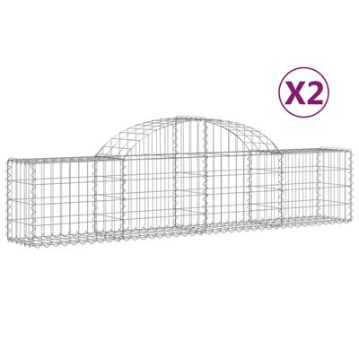 vidaXL Paniers à gabions arqués 2 pcs 200x30x40/60 cm Fer galvanisé