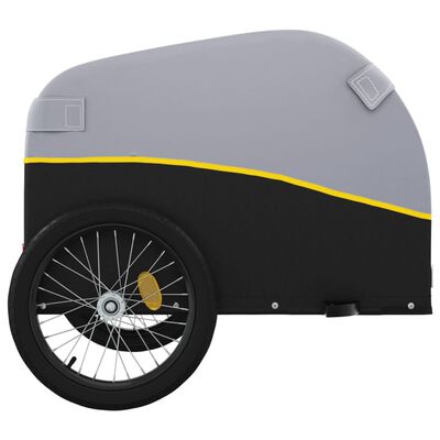 vidaXL Remorque de vélo noir et jaune 45 kg fer