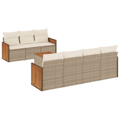 vidaXL Salon de jardin avec coussins 8 pcs beige résine tressée