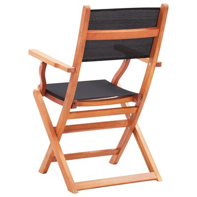 vidaXL Chaises pliables de jardin lot de 2 Noir Eucalyptus textilène