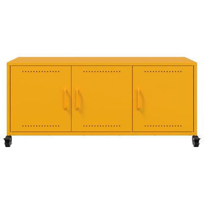 vidaXL Meuble TV jaune moutarde 100,5x39x43,5 cm acier