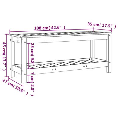 vidaXL Banc de jardin 108x35x45 cm bois massif Douglas