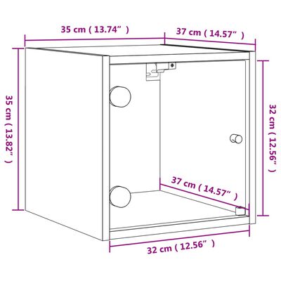 vidaXL Tables de chevet et portes vitrées 2 pcs gris béton 35x37x35 cm