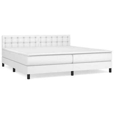 vidaXL Sommier à lattes de lit avec matelas Blanc 200x200cm Similicuir