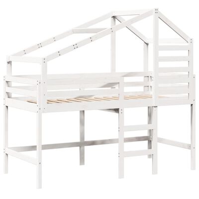 vidaXL Lit superposé avec échelle et toit sans matelas blanc 90x190 cm