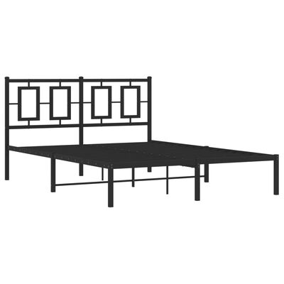 vidaXL Cadre de lit métal sans matelas avec tête de lit noir 135x190cm