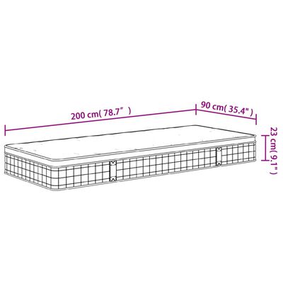 vidaXL Matelas à ressorts bonnell moyen 90x200 cm