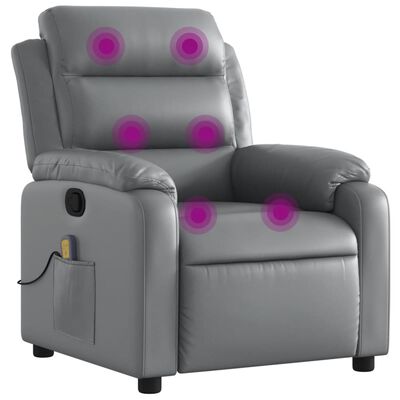 vidaXL Fauteuil de massage inclinable Gris Similicuir