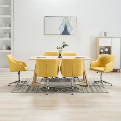 vidaXL Chaises pivotantes à manger lot de 6 jaune tissu