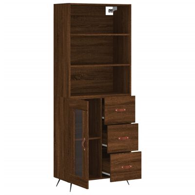 vidaXL Buffet haut Chêne marron 69,5x34x180 cm Bois d'ingénierie