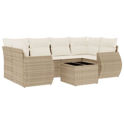 vidaXL Salon de jardin avec coussins 7 pcs beige résine tressée