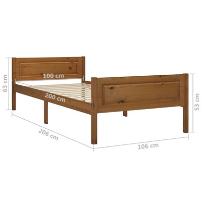 vidaXL Cadre de lit sans matelas pin massif marron miel 100x200 cm