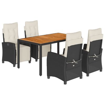 vidaXL Ensemble à manger de jardin coussins 5pcs Noir Résine tressée