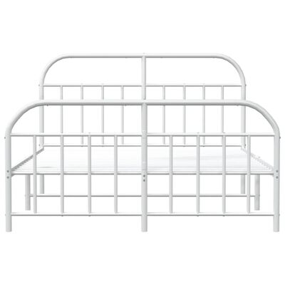 vidaXL Cadre de lit métal sans matelas et pied de lit blanc 183x213 cm