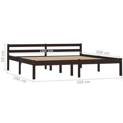 vidaXL Cadre de lit sans matelas marron foncé pin massif 160x200 cm