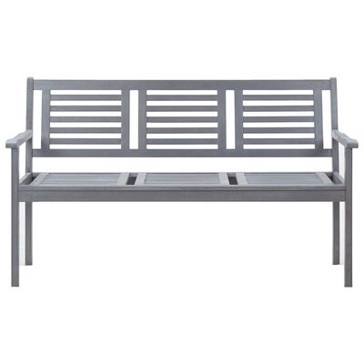 vidaXL Banc de jardin 3 places avec coussin 150 cm Gris Eucalyptus