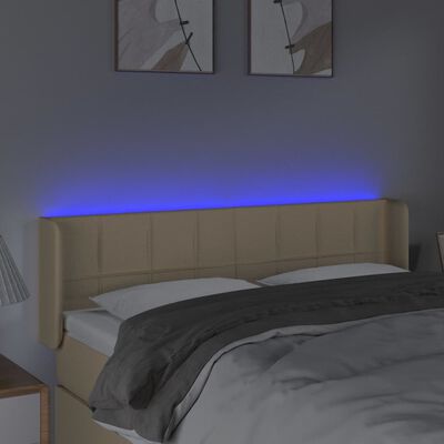 vidaXL Tête de lit à LED Crème 147x16x78/88 cm Tissu