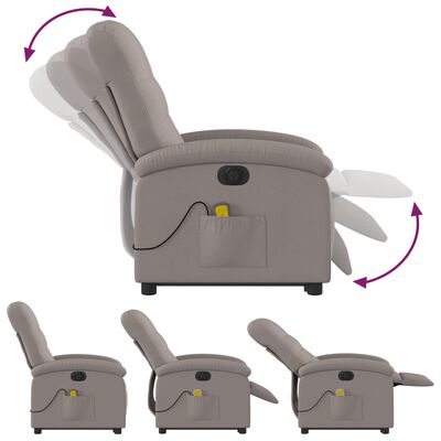 vidaXL Fauteuil inclinable de massage électrique Taupe Tissu