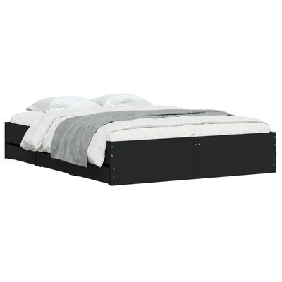 vidaXL Cadre de lit avec tiroirs sans matelas noir 140x190 cm