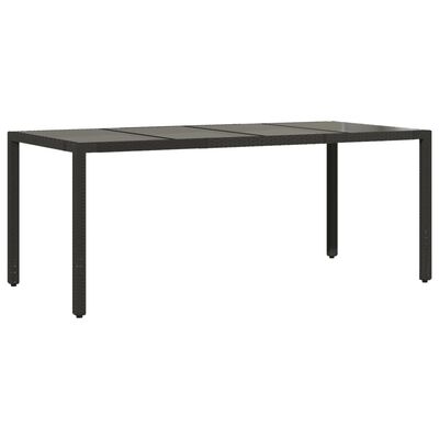 vidaXL Table de jardin dessus en verre Noir 90x90x75 cm Résine tressée