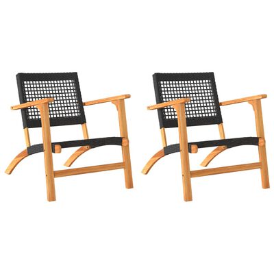 vidaXL Chaises de jardin lot de 2 noir résine tressée et bois d’acacia