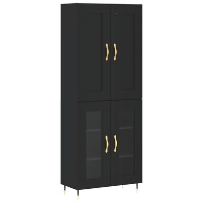 vidaXL Buffet haut Noir 69,5x34x180 cm Bois d'ingénierie