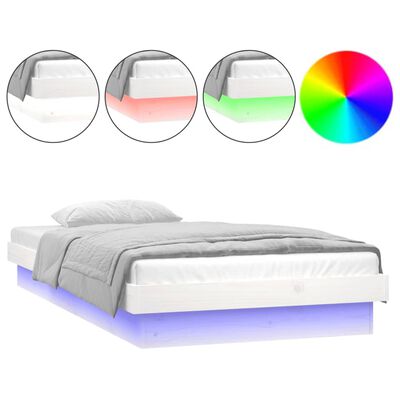 vidaXL Cadre de lit à LED sans matelas blanc bois massif