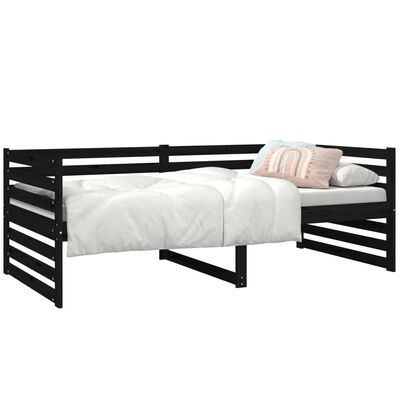 vidaXL Lit de jour sans matelas noir 90x190 cm bois de pin massif