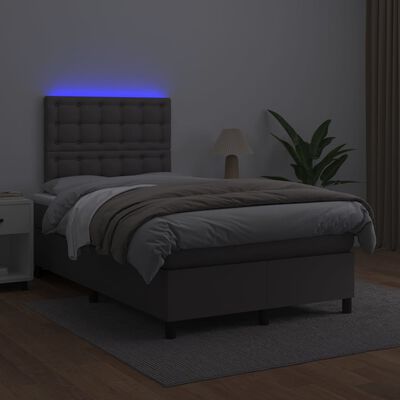 vidaXL Sommier à lattes de lit avec matelas et LED Gris 120x200 cm