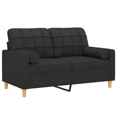 vidaXL Canapé 2 places avec oreillers décoratifs noir 120 cm tissu