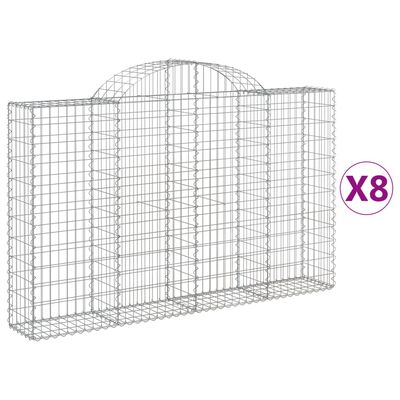 vidaXL Paniers à gabions arqués 8 pcs 200x30x120/140 cm Fer galvanisé