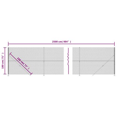 vidaXL Clôture à mailles losangées avec bride anthracite 1,8x25 m