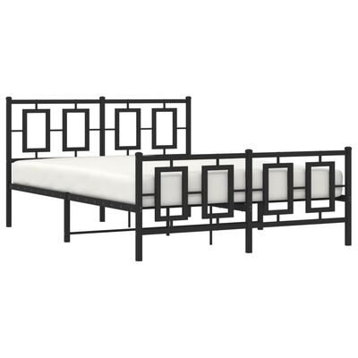 vidaXL Cadre de lit métal sans matelas avec pied de lit noir 135x190cm