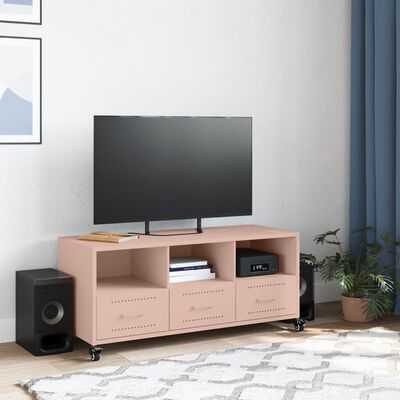 vidaXL Meuble TV rose 100,5x39x43,5 cm acier