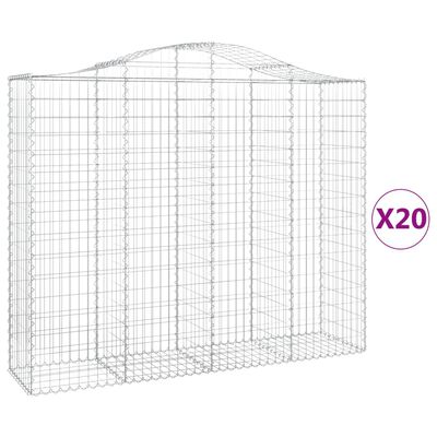 vidaXL Paniers à gabions arqués 20 pcs 200x50x160/180 cm Fer galvanisé