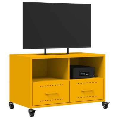 vidaXL Meuble TV jaune moutarde 68x39x43,5 cm acier