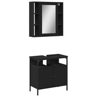 vidaXL Ensemble de meubles salle de bain 2 pcs noir bois d'ingénierie