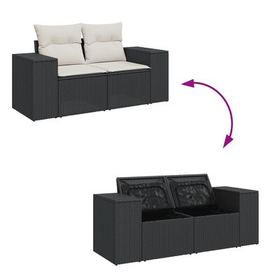 vidaXL Salon de jardin 6 pcs avec coussins noir résine tressée