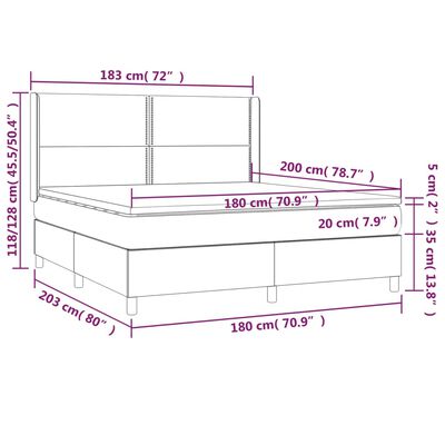 vidaXL Sommier à lattes de lit et matelas Gris clair 180x200cm Velours