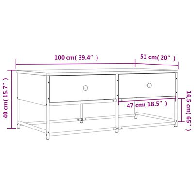 vidaXL Table basse chêne sonoma 100x51x40 cm bois d'ingénierie