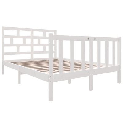 vidaXL Cadre de lit Blanc Bois de pin massif 140x190 cm