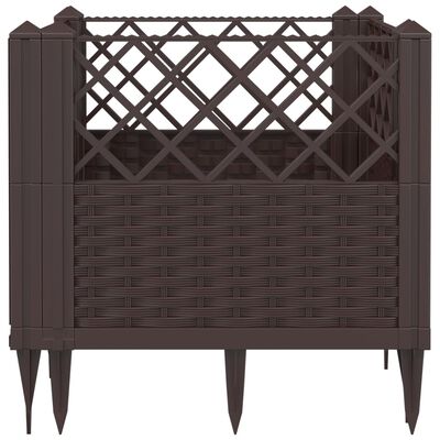 vidaXL Jardinière avec piquets marron 43,5x43,5x43,5 cm PP