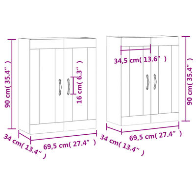 vidaXL Armoires murales 2 pcs gris béton bois d'ingénierie