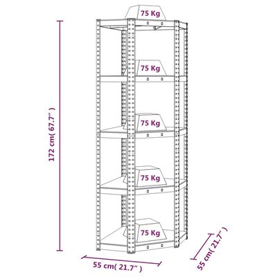 vidaXL Étagères à 5 niveaux 3 pcs Argenté Acier et bois d'ingénierie