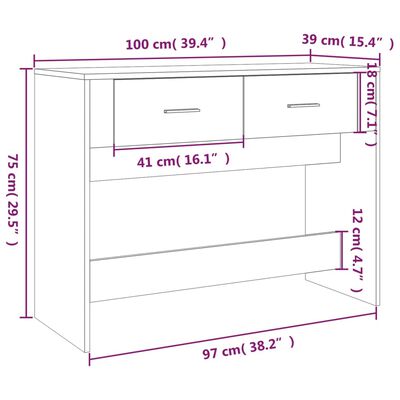 vidaXL Table console Chêne sonoma 100x39x75 cm Bois d'ingénierie