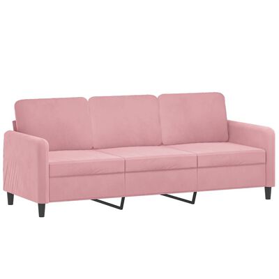 vidaXL Canapé 3 places avec oreillers décoratifs rose 180 cm velours