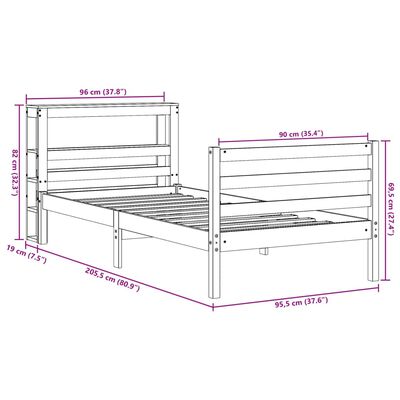 vidaXL Cadre de lit sans matelas blanc 90x200 cm bois de pin massif