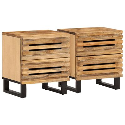 vidaXL Tables de chevet 2 pcs 40x34x46 cm bois massif de manguier brut